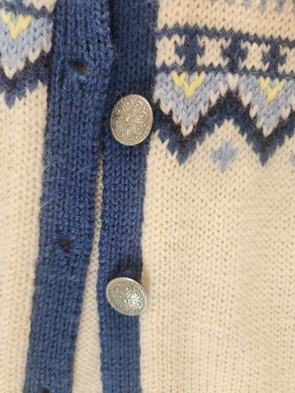 Vtg. O. Allers Nilssen Women's Sz. M Handloomed 100% Wool Sweater Cardigan - Picture 3 of 6